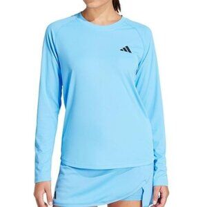 NWT Adidas Women’s Club Long Sleeve Tennis Tee Small Blue Burst IT6715 AEROREADY